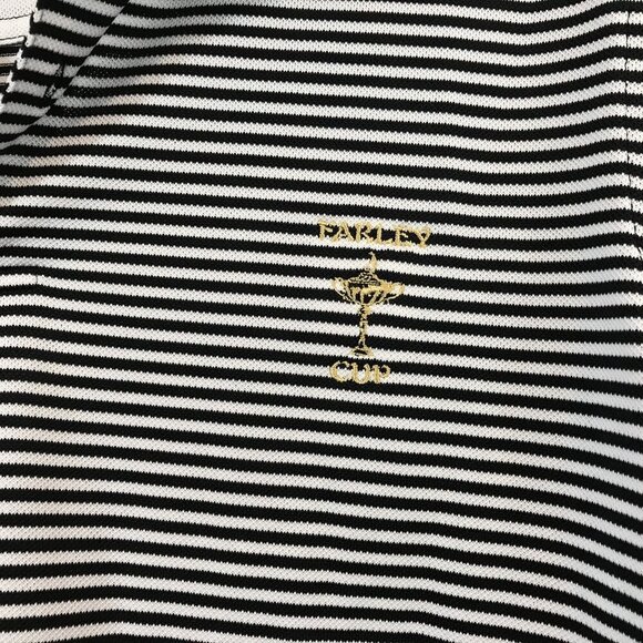 F&G Tech Mens S Black & White Striped Polo Shirt With Farley Cup Embroidery Golf - Picture 5 of 9